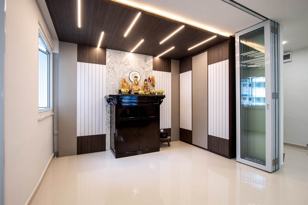 Modern religious altar in new modern home